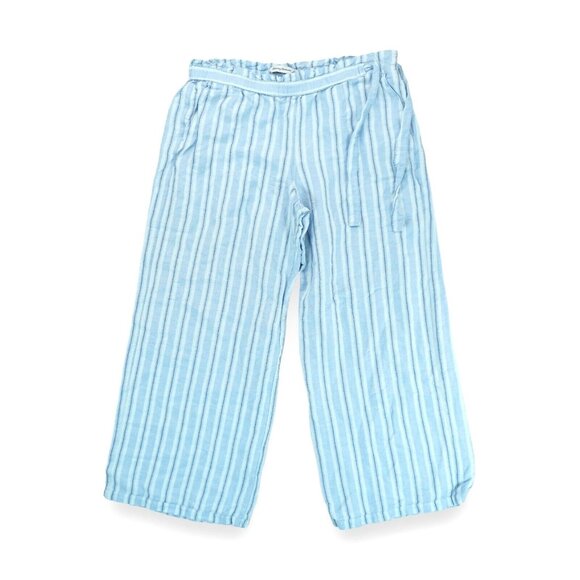Tommy Bahama Women's Weave Wide-Leg‎ Pants, Cabo Blue, Linen, Striped, MSRP $125 - Picture 1 of 8